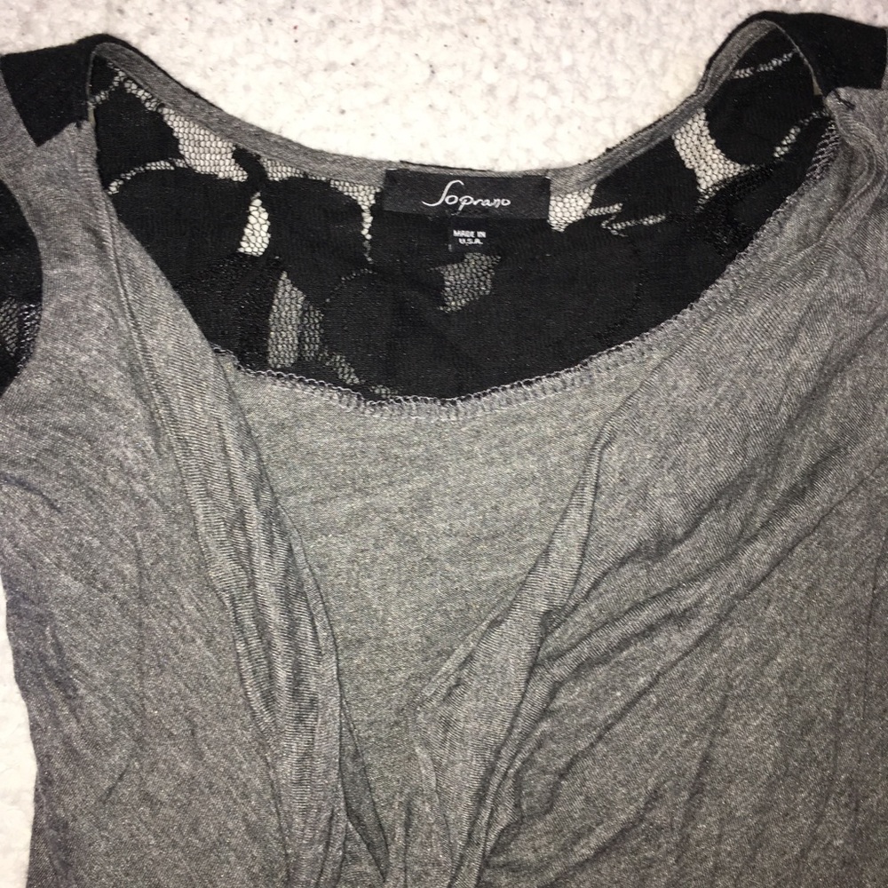 Soprano Grey Shirt with Black Lace